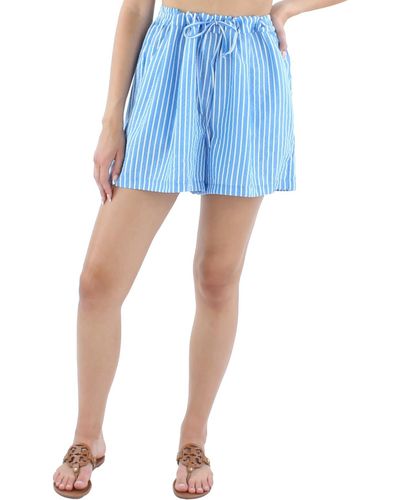 Riley & Rae Striped Mini High-waist Shorts - Blue