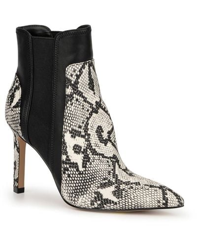 New York & Company Animal Print Pointed Toe Ankle Boots - Black