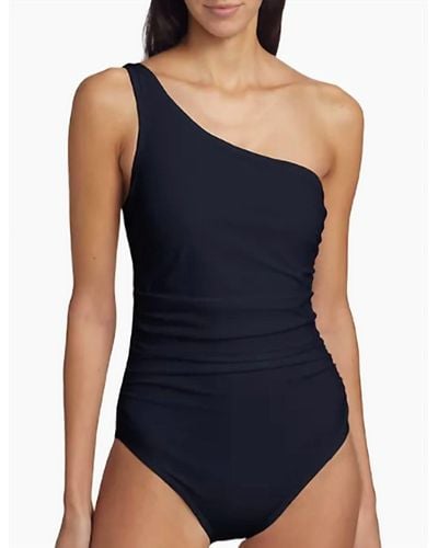 Karla Colletto Basics Ruched One-shoulder Swimsuit - Blue