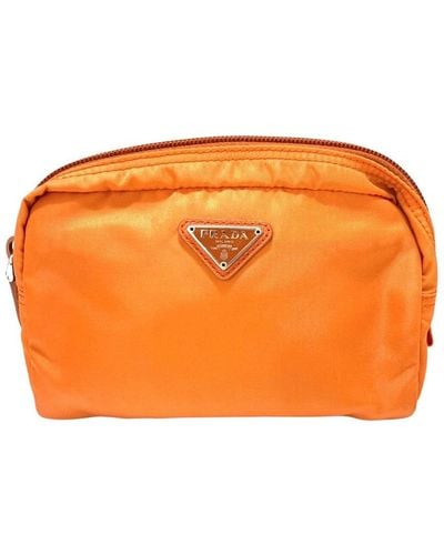 Prada Tessuto Synthetic Clutch Bag (pre-owned) - Orange