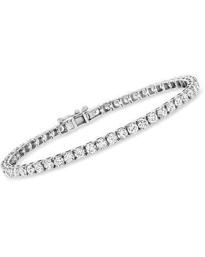 Ross Simons Emerald And Lab grown Diamond Tennis Bracelet In 14kt