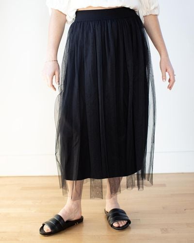 Autumn Cashmere Gathered Skirt With Tulle - Blue