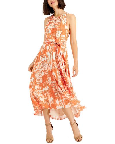 Anne Klein Belted Long Maxi Dress - Orange