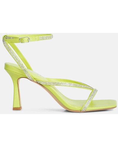 LONDON RAG Crush It Diamante Mid Heel Sandal - Yellow