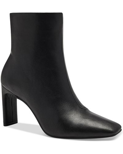 Alfani Terrie Faux Leather Block Heel Ankle Boots - Black
