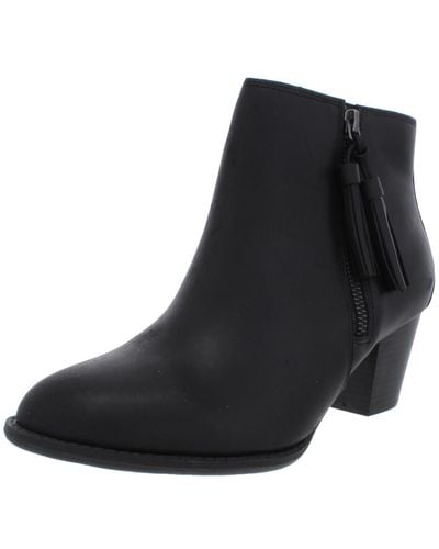 Vionic Madeline Leather Dressy Ankle Boots - Black