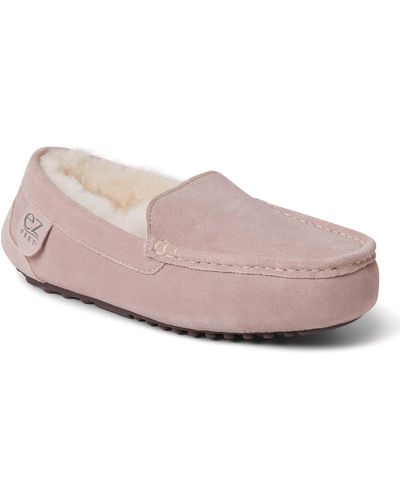 Dearfoams Ez Feet Genuine Suede Moccasin Slipper - Pink