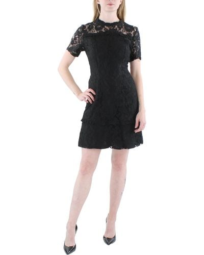 Nanette Lepore Lace Knee Midi Dress - Black