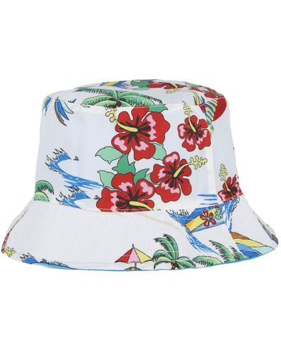 Palm Angels Hawaiian Print Bucket Hat - White