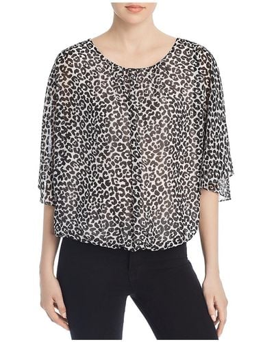 Vince Camuto Animal Print Batwing Sleeve Blouse - Gray