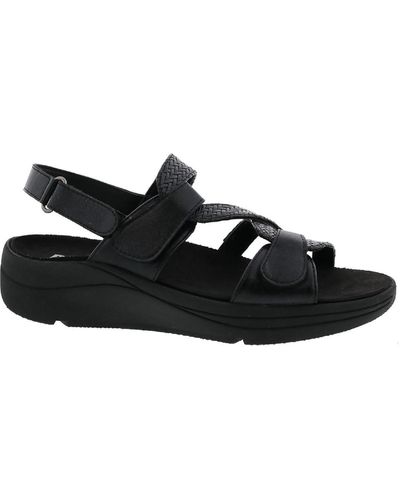 Drew Serenity Faux Leather Slingback Sport Sandals - Black
