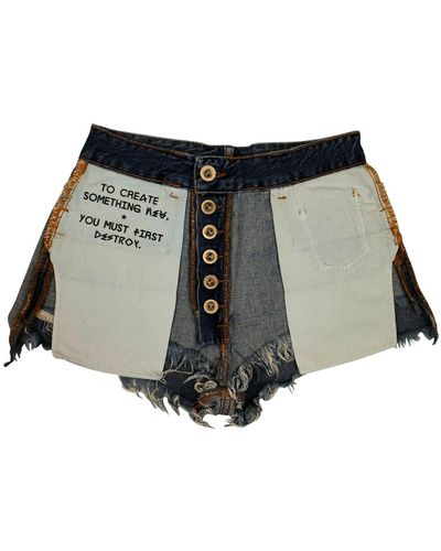Unravel Project Reverse Denim Short Pants - Gray
