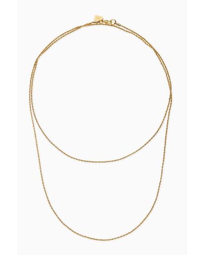 Crystal Haze Jewelry Double Rope Chain Necklace - White