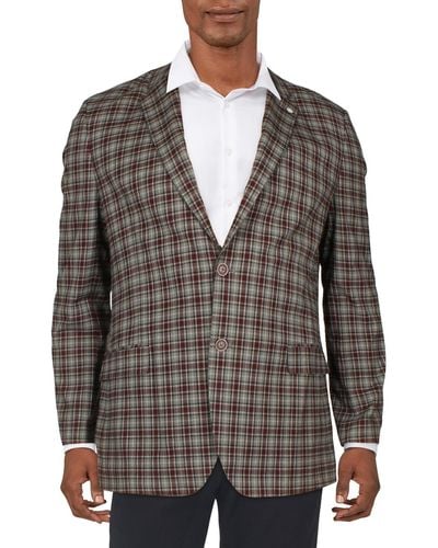 Nautica Branford Plaid Suit Separate Two-button Blazer - Gray