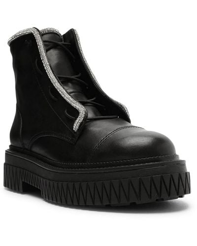 SCHUTZ SHOES Amirah Leather Lug Sole Boots - Black