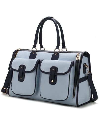 MKF Collection by Mia K Genevieve Color Block Vegan Leather Duffle Bag - Blue
