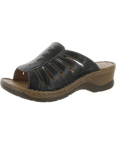 Josef Seibel Leather Slip On Heels - Brown