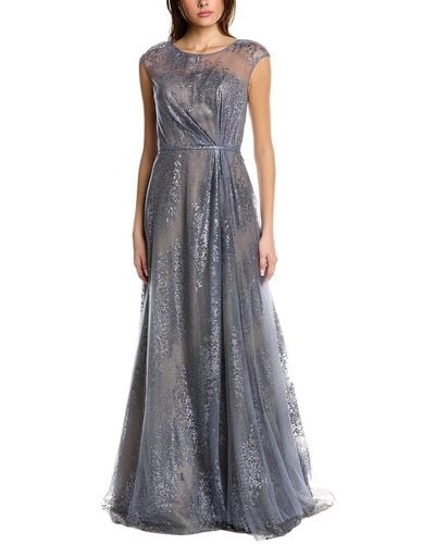 Rene Ruiz Glitter A-line Gown - Gray