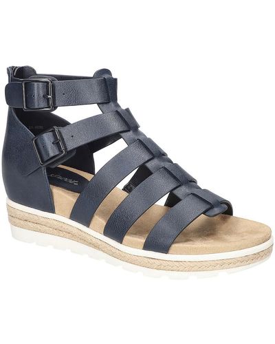 Easy Street Simone Zipper Faux Leather Strappy Sandals - Blue