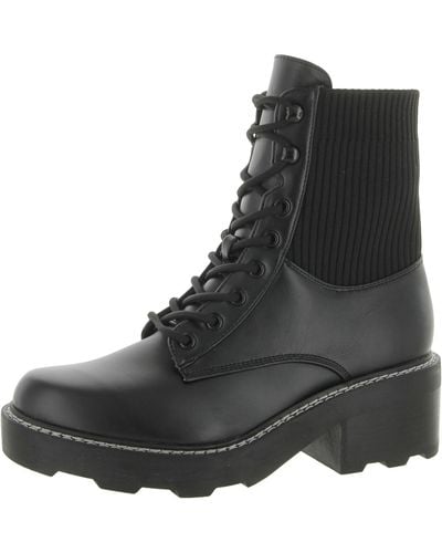 Marc Fisher Lamit 2 Faux Leather Ankle Combat & Lace-up Boots - Black