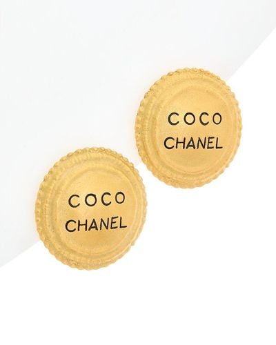 Chanel Gold-tone Coco Dome Clip-on Earrings (authentic Pre-owned) - Metallic