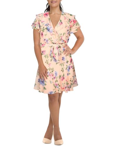 Lauren by Ralph Lauren Ruffled Knee Length Sheath Dress - Pink