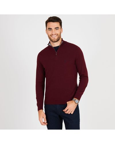 Nautica Big & Tall Quarter-zip Mock-neck Sweater - Red