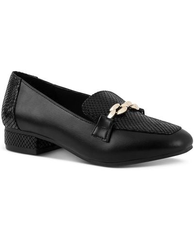 Karen Scott Rahela Faux Leather Chain Loafers - Black