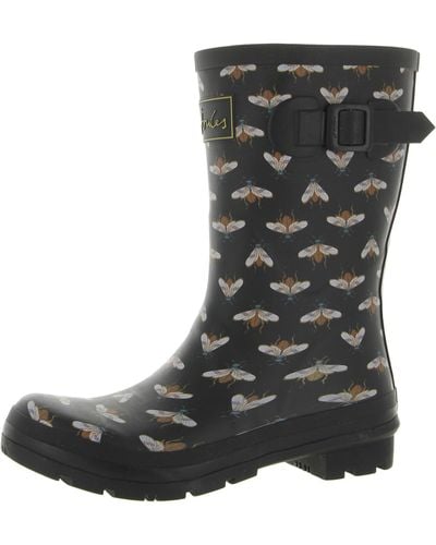 Joules Molly Welly Printed Outdoor Rain Boots - Black