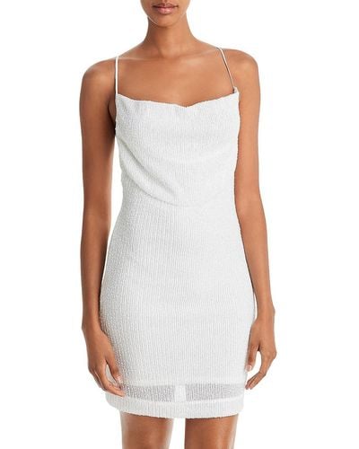Bardot Sequined Above Knee Mini Dress - White