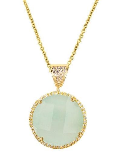 Liv Oliver 18k Gold Sea Chalcedony Disc Drop Necklace - Metallic