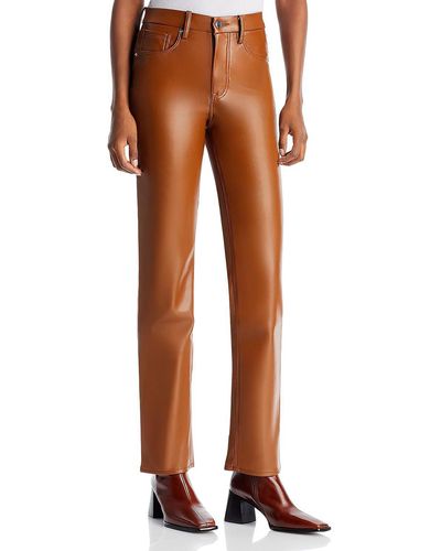GOOD AMERICAN Faux Leather High Rise Straight Leg Pants - Orange