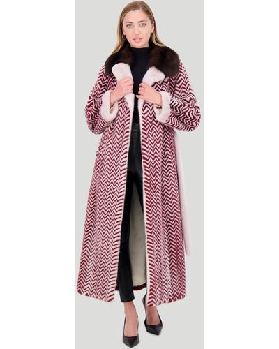 Gorski Mink Short Coat With Sable Collar - Pink