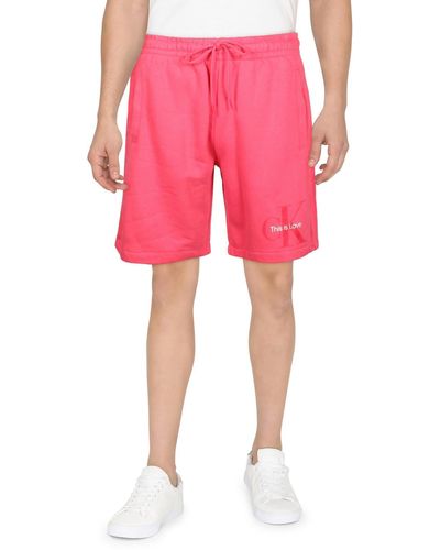 Calvin Klein Drawstring Stretch Casual Shorts - Red