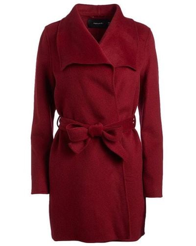 Tahari Tahari Deep Red Wool Belted Coat Jacket