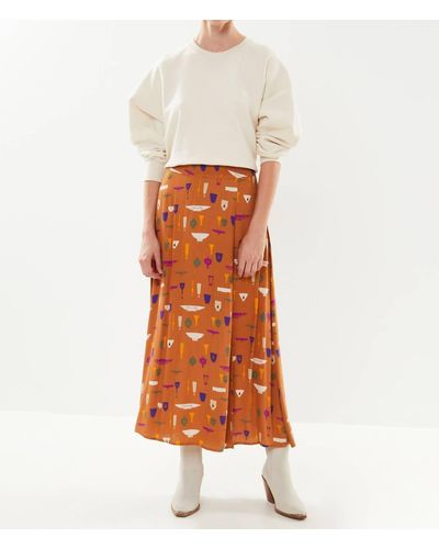 FRNCH Chi Vase Print Skirt - Orange