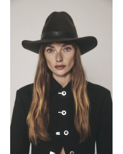 Janessa Leone Raleigh Fedora Hat - Black