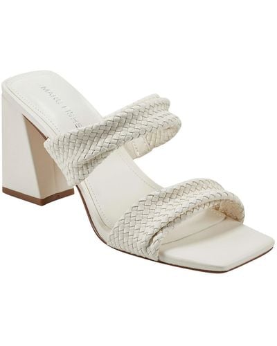 Marc Fisher Eloria Faux Leather Square Toe Block Heel - White