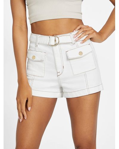 Guess Factory Sloane High-rise Belted Shorts - White