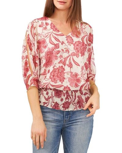 Vince Camuto Desert Summer Metallic Casual Blouse - Red