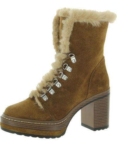 Steve Madden Scoops Suede Platform Ankle Boots - Green