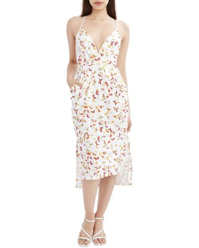 BCBGeneration Butterfly Print Sleeveless Midi Dress - White