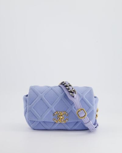Chanel Quilted Jersey 19 Belt Bag With Gold Silver Mixed Hardware - Blue