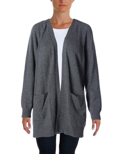 Aqua Cashmere Open Front Cardigan Sweater - Gray