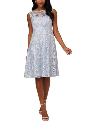 Adrianna Papell Sequined Midi Fit & Flare Dress - Blue