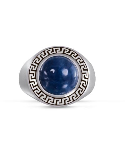 Monary Blue Apatite Stone Signet Ring