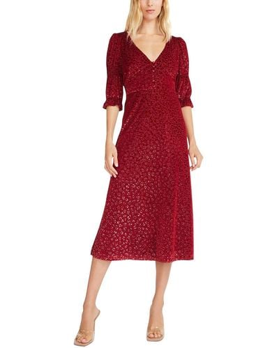 Betsey Johnson Velvet Calf Midi Dress - Red