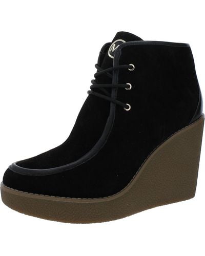MICHAEL Michael Kors Rye Suede Lace-up Wedge Boots - Black