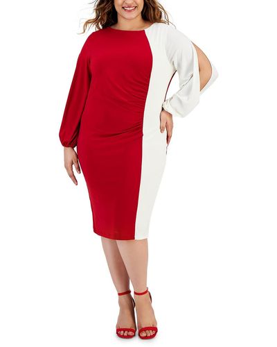 Kasper Plus Office Knee-length Wear To Work Dress - Red