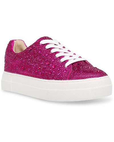 Betsey Johnson Sidny Rhinestone Sneakers Lace-up Shoes - Pink